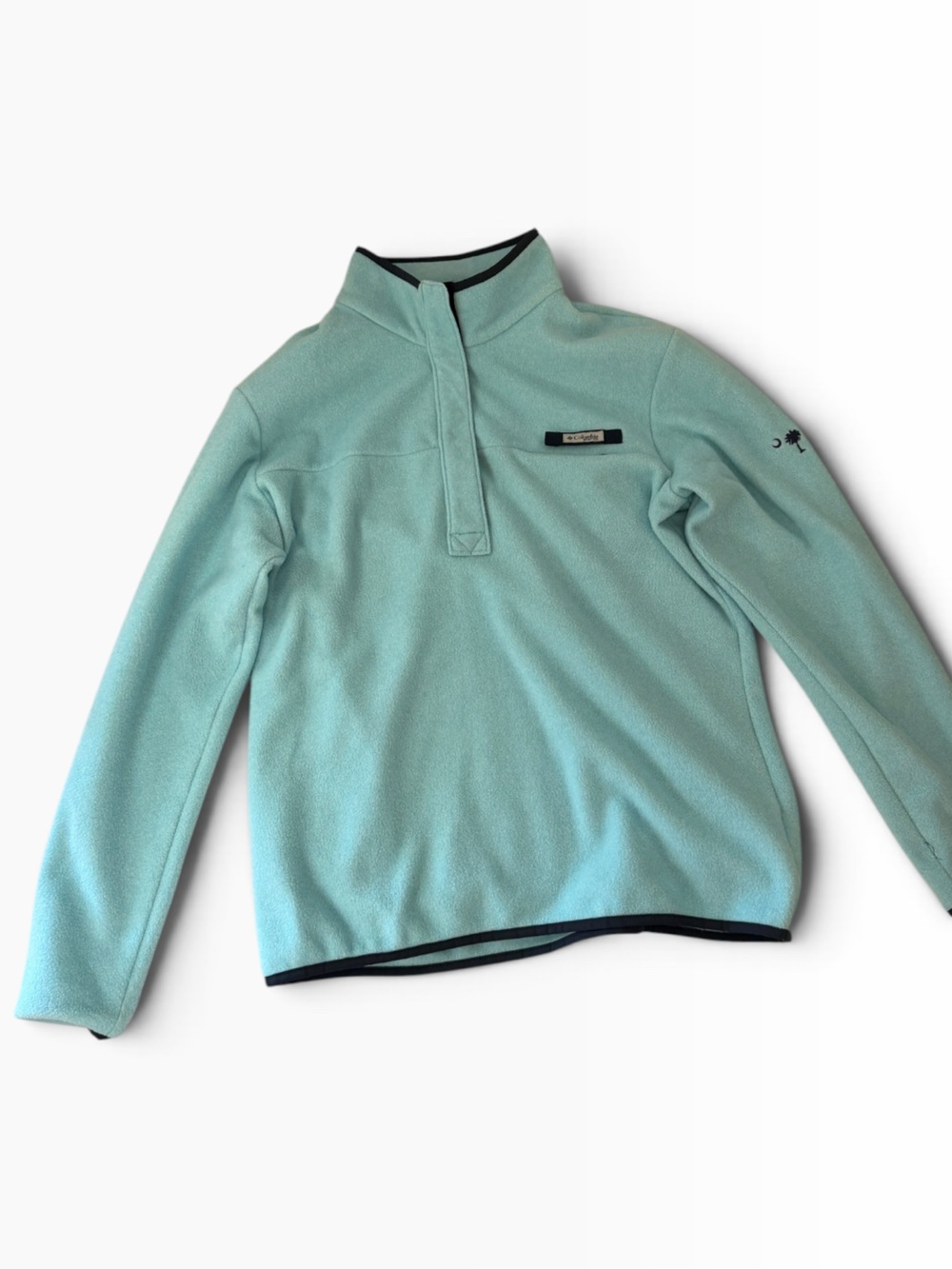 Columbia Mint Green Teddy Fleece Pullover with Black Trim
